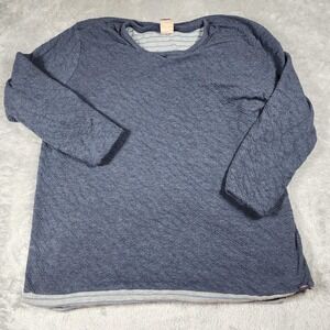 Faherty Shirt Mens 2XL Blue‎ Gray Reversible Long Sleeve Stripe Knit Crewneck